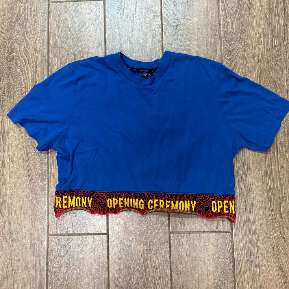 Opening Ceremony logo blue crop top SIZE M